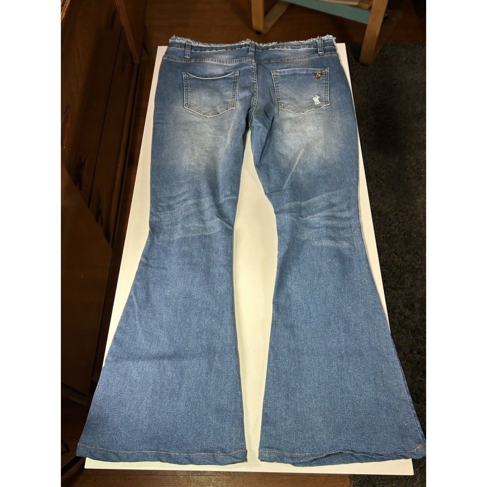 Celebrity Ace Jeans Size 13 Flare Distressed 5-Pocket Denim Bottom Cut 13/27 - Picture 2 of 11